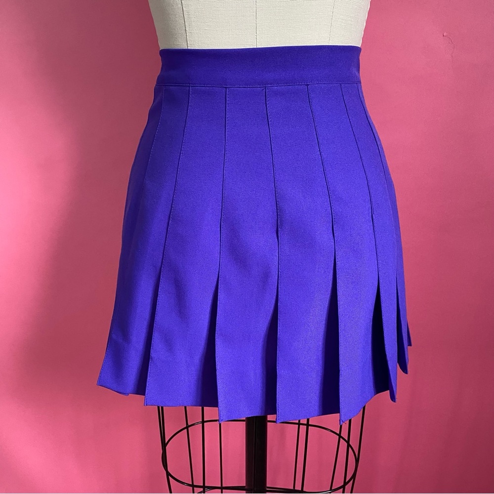 Vintage 80s/90s Preppy Academia Collegiate Pleated Purple Mini Tennis Skirt XXS - Picture 7 of 13